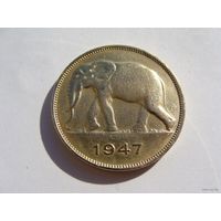 Бельгийское Конго. 5 франков 1947 год   KM#29  Тираж: 10.000.000 шт