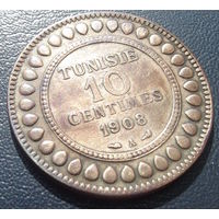 Тунис. 10 сантимов 1908