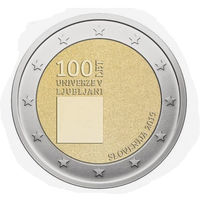 Словения 2 евро 2019 100 лет Люблянского университета UNC