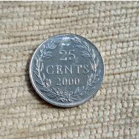 Werty71 Либерия 25 центов 2000 Блеск