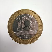 Франция 10 франков 1990 год лот 20 биметал