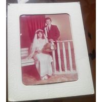 Свадебное фото в картонной рамке 1988 год Чернигов