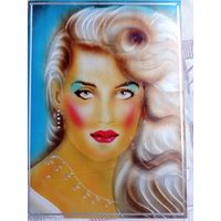 Панно металлическое СССР, девушка, женщина, портрет блондинки ссср на металле. Панно СССР, алюминий