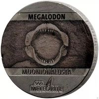 Ниуэ 5 центов 2021г. "Динозавры на метеорите: Акула Мегалодон". Монета в капсуле; сертификат. МЕТЕОРИТ - Muonionalusta. 5 гр.