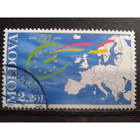 Молдова 1999 50 лет Евросоюзу, карта Европы Михель-3,0 евро гаш