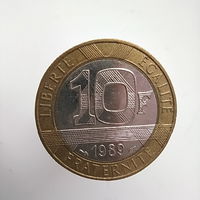 Франция 10 франков 1989 год лот 20 биметал