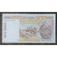 1000 франков 2000 года - Мали - литера D - UNC