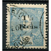 Португальские колонии - Индия - 1901 - Надпечатка нового номинала 1 1/2R на 2T - (перф. 11 1/2) - [Mi. 187A] - полная серия - 1 марка. Гашеная.  (Лот 107BG)