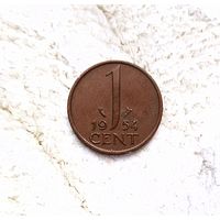 1 цент 1954 года Нидерланды. Королева Юлиана(1949-1980). Очень красивая монета!