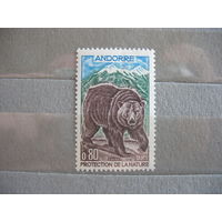 Андорра, почта Франции. Медведь. (металлография)  1971 г.  см. условия.