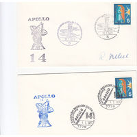 Спецгашение. Космос. Аполлон 14. Германия. 1971. 2 конверта с автографом.