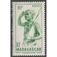Французский Мадагаскар. Танцор с копьём. 1946г. Mi#387.