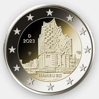 2 евро 2023 Германия J Гамбург UNC из ролла