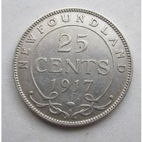 Ньюфаундленд 25 центов 1917 серебро  .36-29
