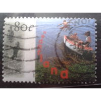 Нидерланды 1997 Лето, дети играют в воде, лодка