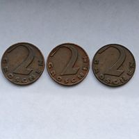 2 гроша 1928, 1925, 1928 годов Австрия. Лот состоит из 3-х монет. Монеты не чищены. 48