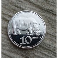 Werty71 Родезия 10 центов 2018 Носорог