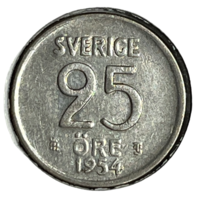 Швеция 25 эре, 1954 серебро (холдер)