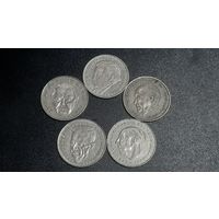 2 марки ФРГ (5 разных юбилейных монет) распродажа с рубля