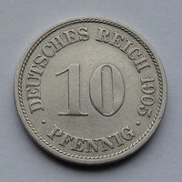 Германия - Германская империя 10 пфеннигов. 1905. F