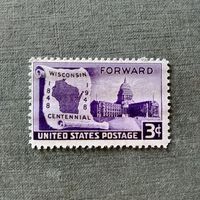 Марка США 1948 год 100-летие штата Висконсин
