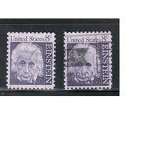 США-1966, (Мих.896 х+у) , гаш. , Стандарт, Эйнштейн(одиночка), 2 типа бумаги