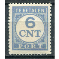 Нидерланды - 1921/38г. - porto, перфорация 13 1/2:12 3/4, 6 с - 1 марка - MH. Без МЦ!