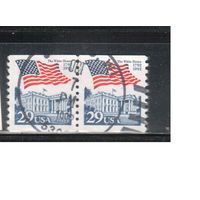 США-1992, (Мих.2213), гаш. , Стандарт, Флаг, Белый дом(одиночка), пара(2)