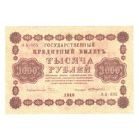 РСФСР 1000 рублей 1918 года. Пятаков, Жихарев. Состояние XF-