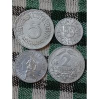 Австрия комплект 50 грош,1,2,5 шиллингов 1947,1952