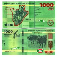 Бурунди 1000 франков 2021 год UNC