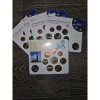 Германия 2008 год 5 наборов разных монетных дворов A D F G J. 1, 2, 5, 10, 20, 50 евроцентов, 1, 2 евро и 2 юбилейных евро. Официальный набор BU монет в упаковке.