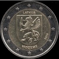Латвия 2 евро 2016 г. "Видземе" КМ 176 (16-7)