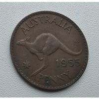 Австралия 1 пенни, 1955 - Без точки, Мельбурна 5-14-4