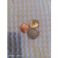Гонконг 20 центов 1995, южная корея 10 вон 2013, Бельгия 1 франк 1952 -55