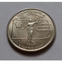 25 центов, квотер США,  штат Пенсильвания, D