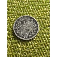 Нидерланды 10 сантим 1896 г серебро