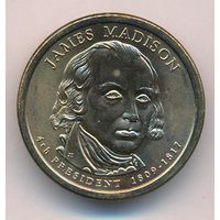 1 доллар США 2007 год 4-й Президент Джеймс Медисон _состояние аUNC