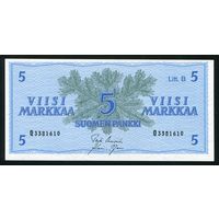 Финляндия 5 марок 1963 г. Uusivirta-Nars. P99. UNC
