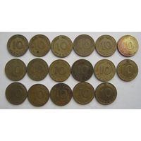 Монеты ФРГ 10 пфеннигов - 17 шт.