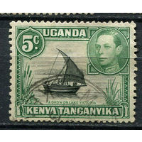 Британские колонии - Кения, Уганда, Таганьика - 1938/1954 - Король Георг VI и парусник 5С - [Mi.53] - 1 марка. Гашеная.  (Лот 58EW)-T25P3