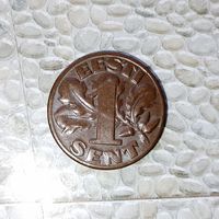 1 цент 1929 года Эстония. 1-я Республика (крона). Шикарная монета! Родная шоколадная патина!