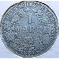 8. Германия 1 марка 1881 год, серебро