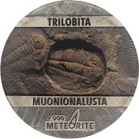 Ниуэ 5 центов 2021г. "Динозавры на метеорите: Трилобит". Монета в капсуле; сертификат. МЕТЕОРИТ - Muonionalusta. 5 гр.