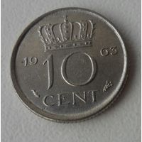 10 центов Нидерланды 1963 г.в.