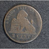 Бельгия 2 сантима, 1844