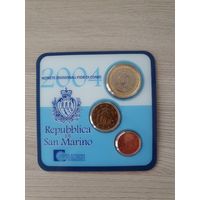Сан Марино набор 1 евро, 10 центов, 1 цент 2004 года, Блистер!