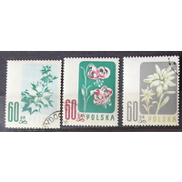 Польша, 1957, цветы, флора 3 марок