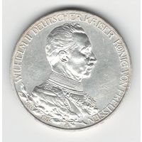 Германия Пруссия 3 марки 1913 года. Серебро. Состояние aUNC!