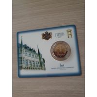 Монета Люксембург 2 евро 2019 100 лет вступлению на трон Великой Герцогини Шарлотты BU БЛИСТЕР